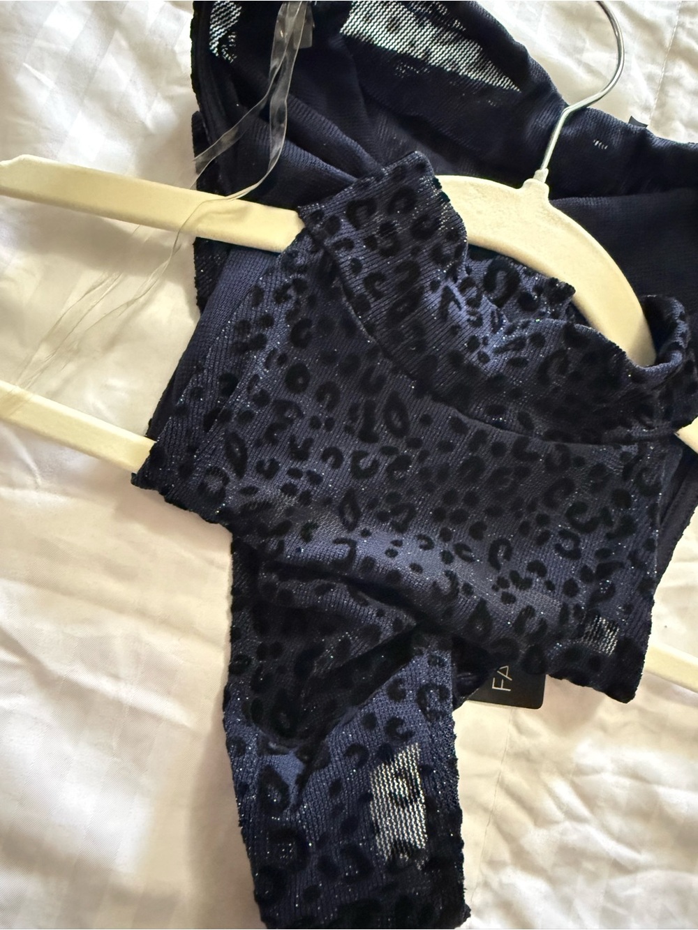 Fashion Nova Navy Leopard Velvet Bodysuit - Picture 3 of 5